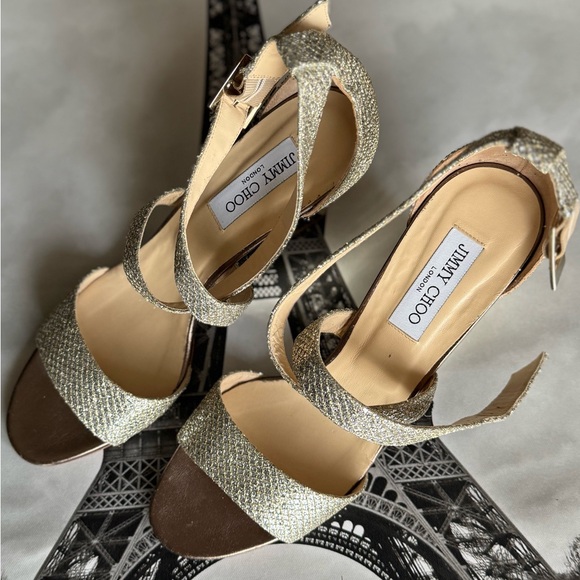 Jimmy Choo Glittering Gold Wedges